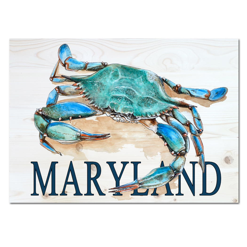 Wholesale 5x7 Wood Mini Blue Crab-Custom Location