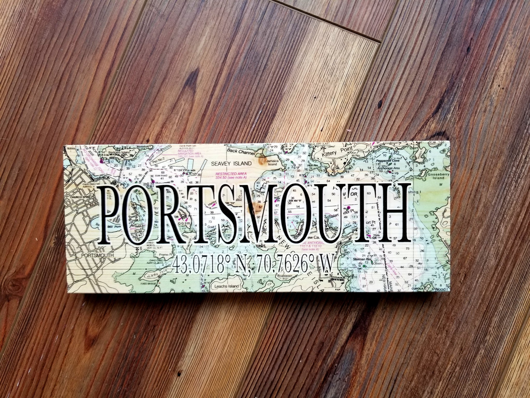 Portsmouth, NH Mini Coordinate Sign