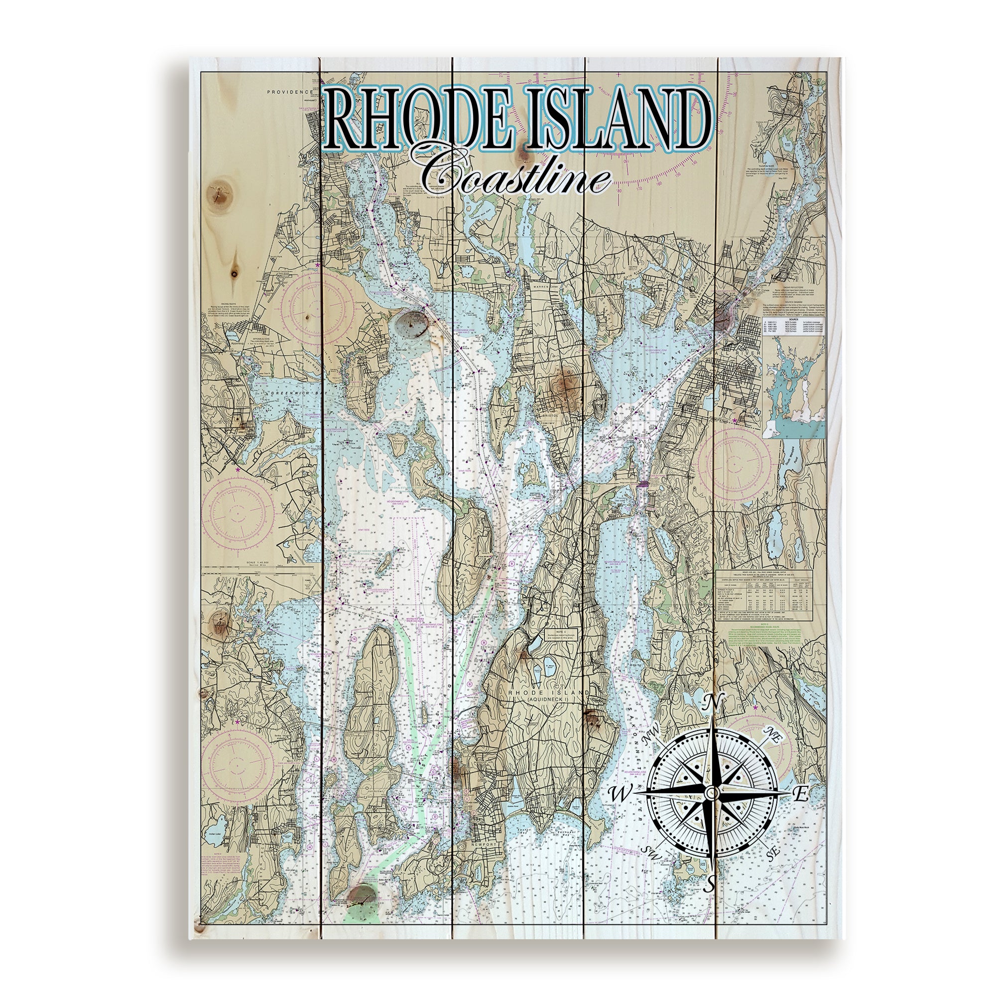 Rhode Island Coastline Pallet Map