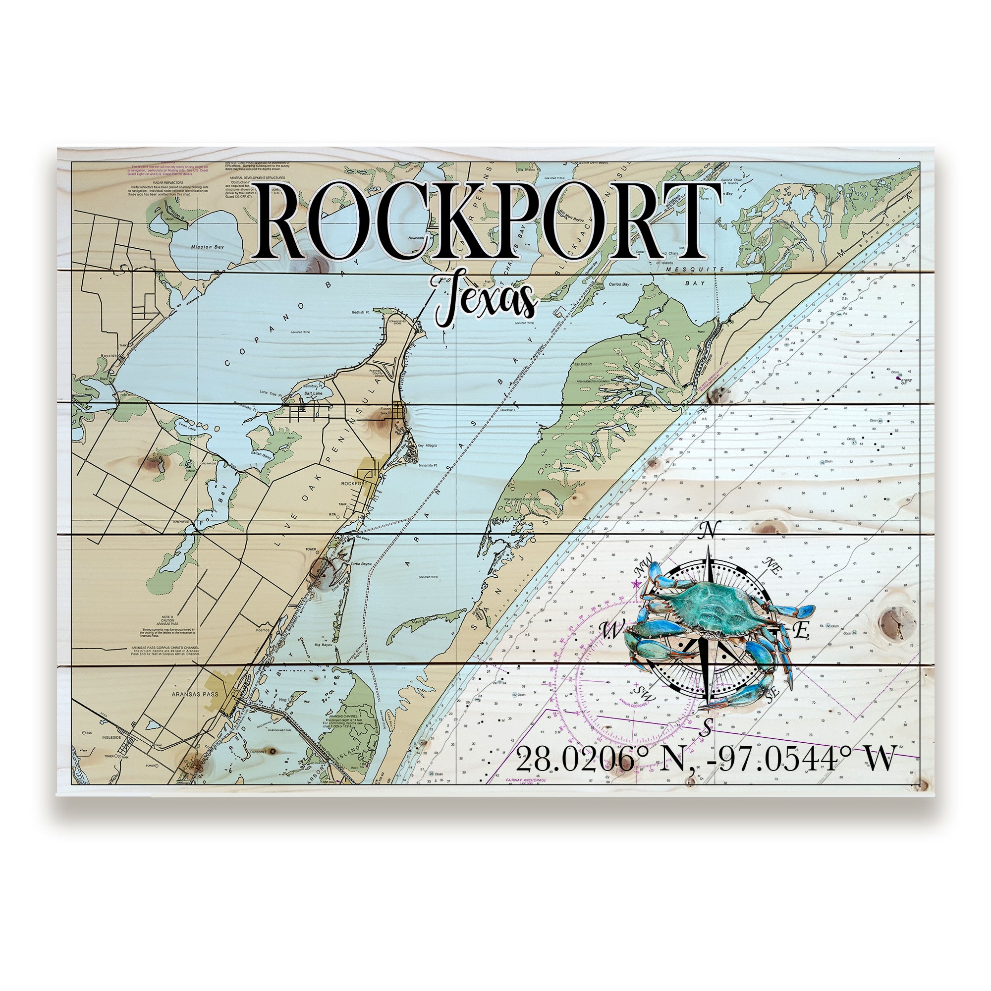 Rockport, TX - Blue Crab Pallet Map