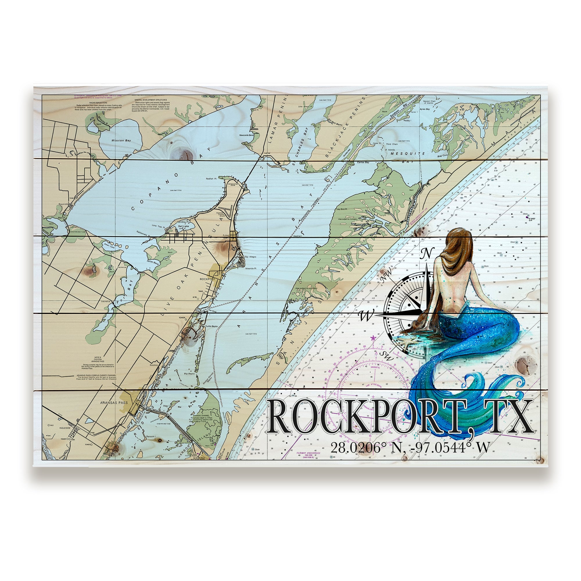 Rockport, TX - Mermaid Pallet Map
