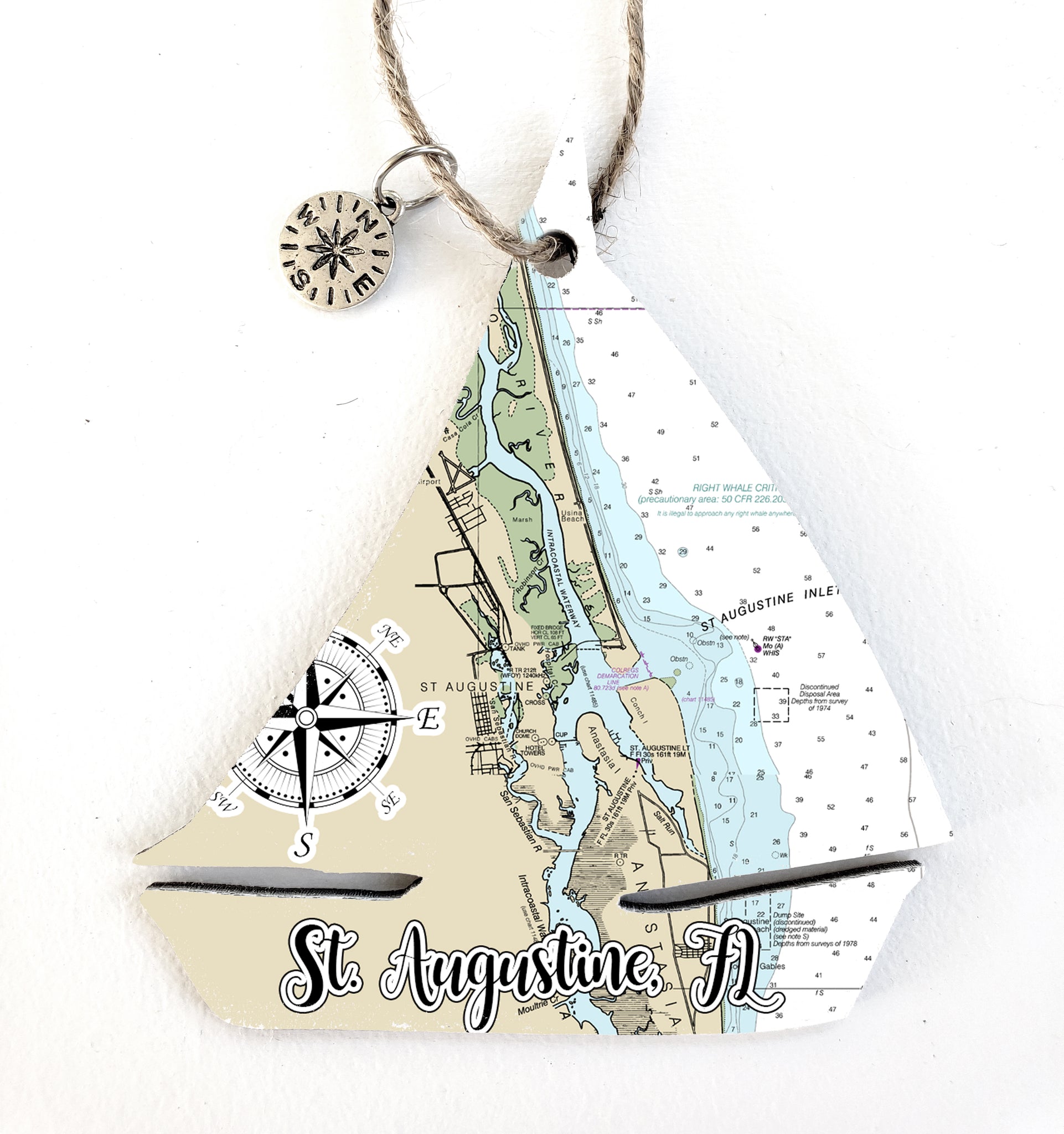 St. Augustine, FL Sailboat Map Ornament