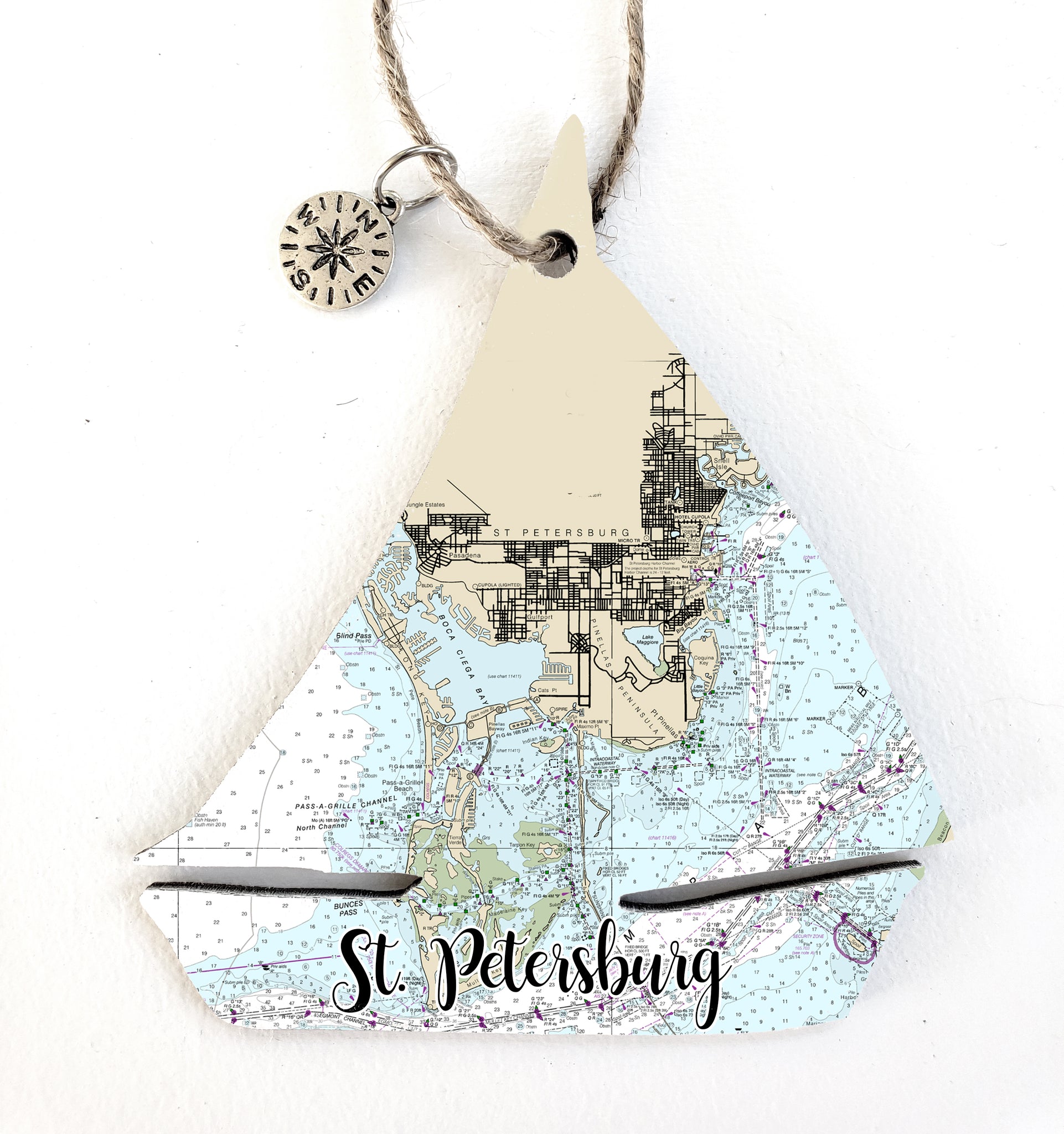 St Petersburg, FL  Sailboat Map Ornament