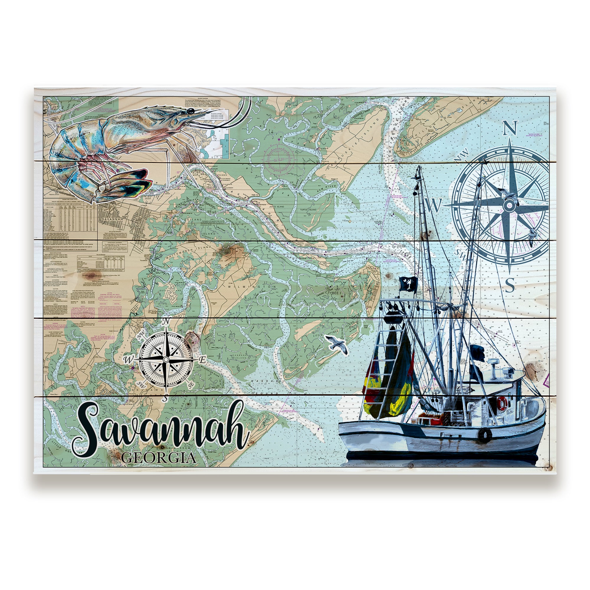 Savannah, GA -Shrimp Boat Pallet Map