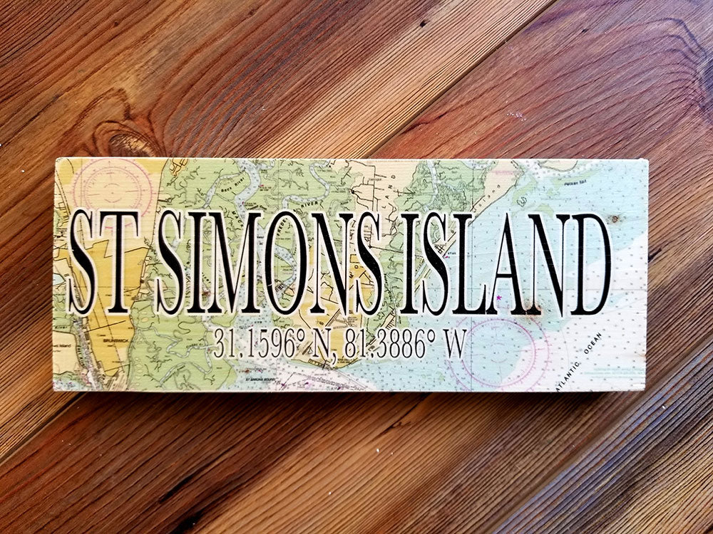 St Simons Island, GA Mini Coordinate Sign