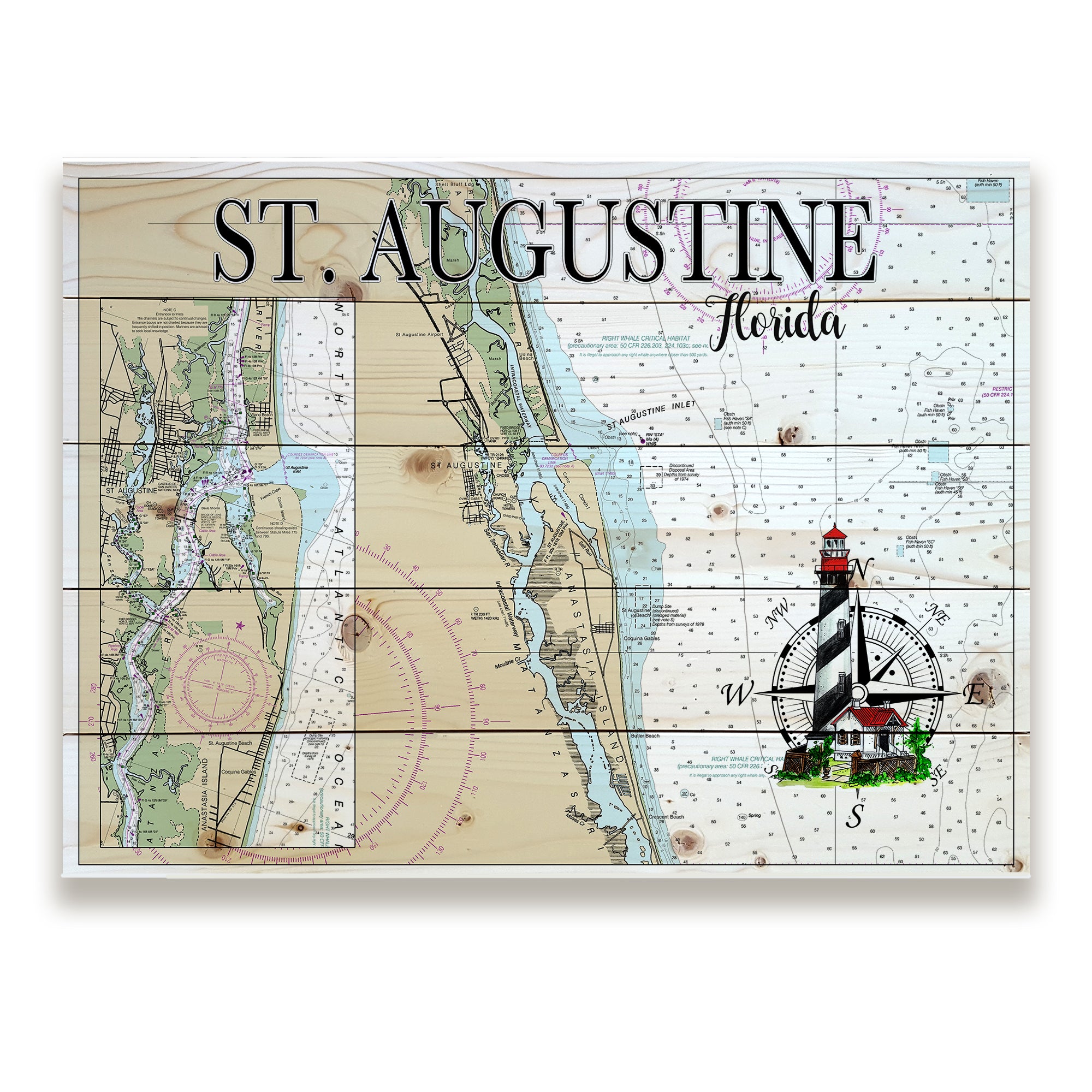 St Augustine, FL - Lighthouse Pallet Map
