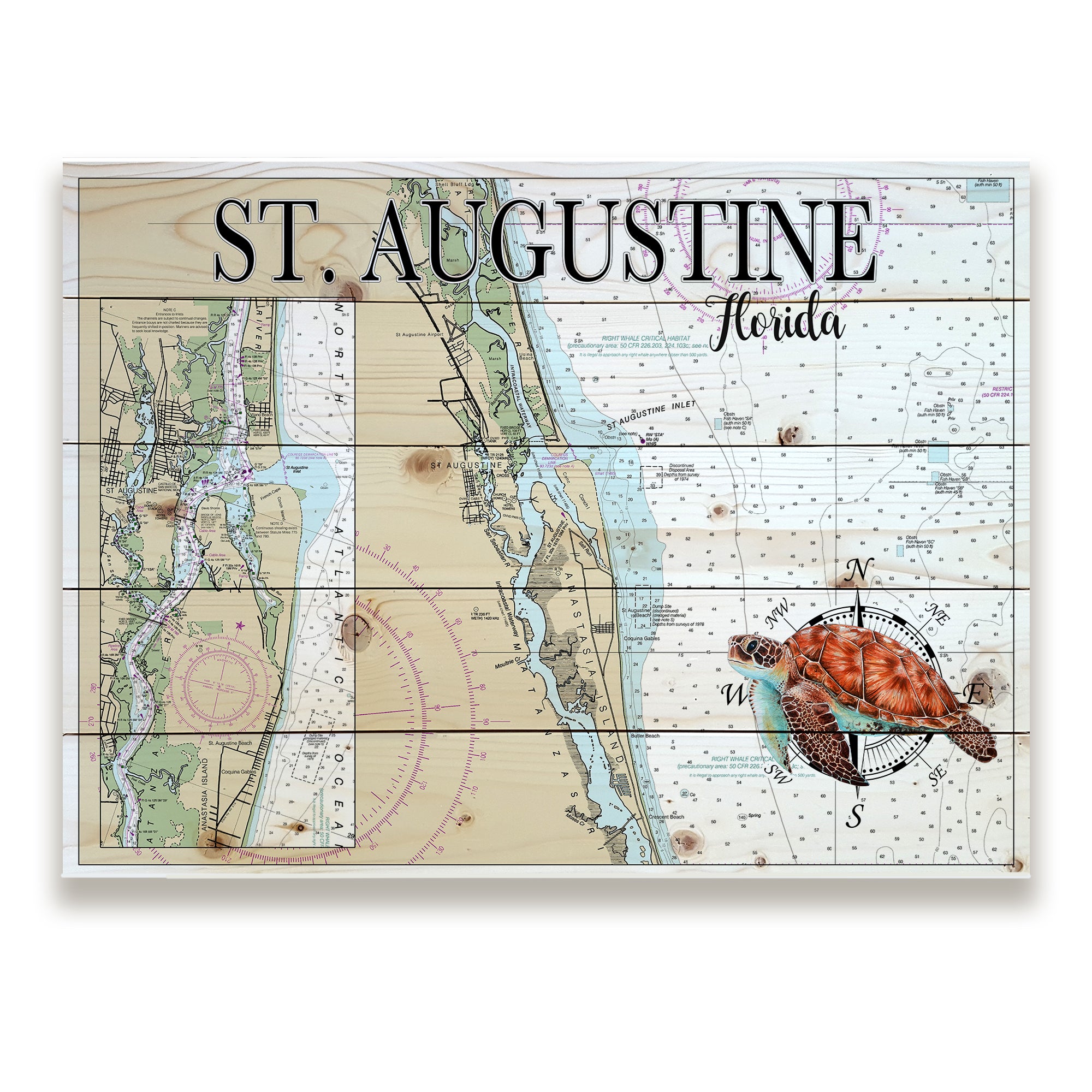 St Augustine, FL -Sea Turtle Pallet Map