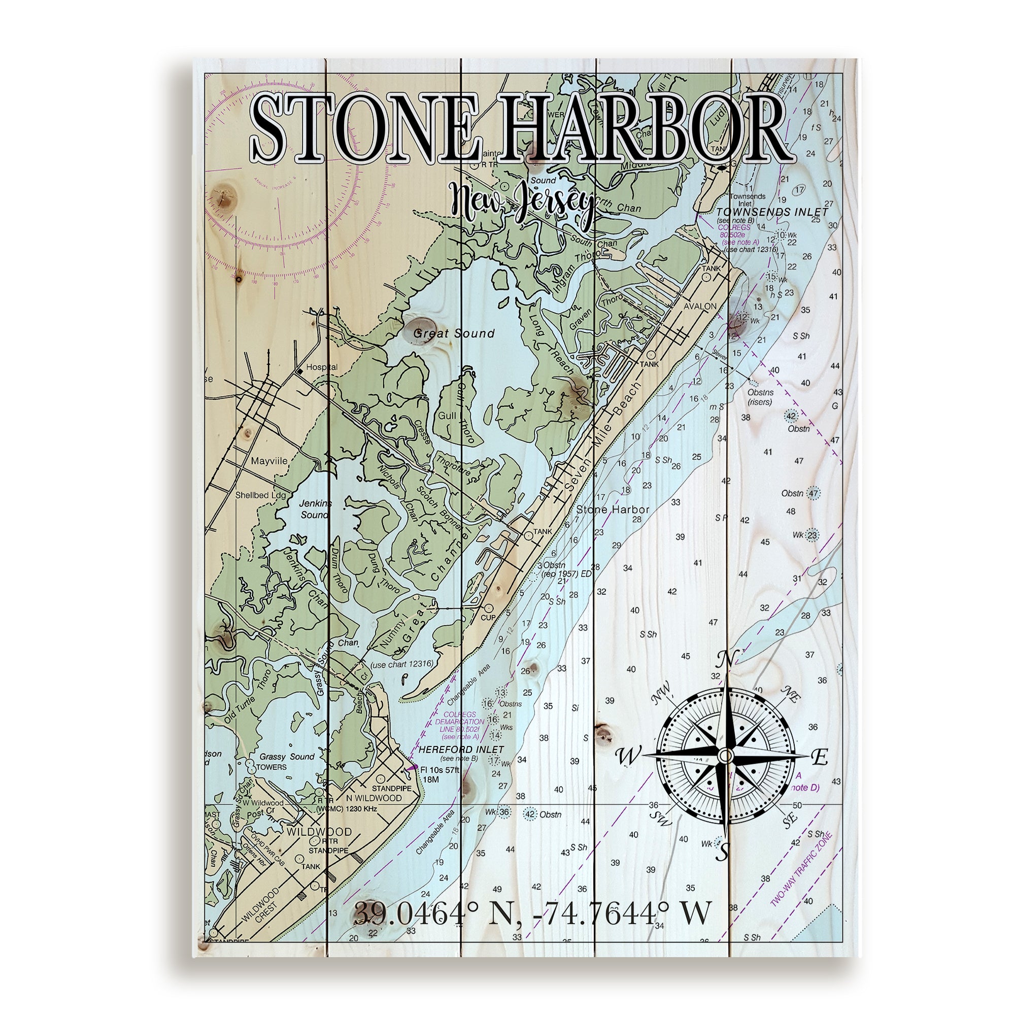 Stone Harbor, NJ Pallet Map MapMom