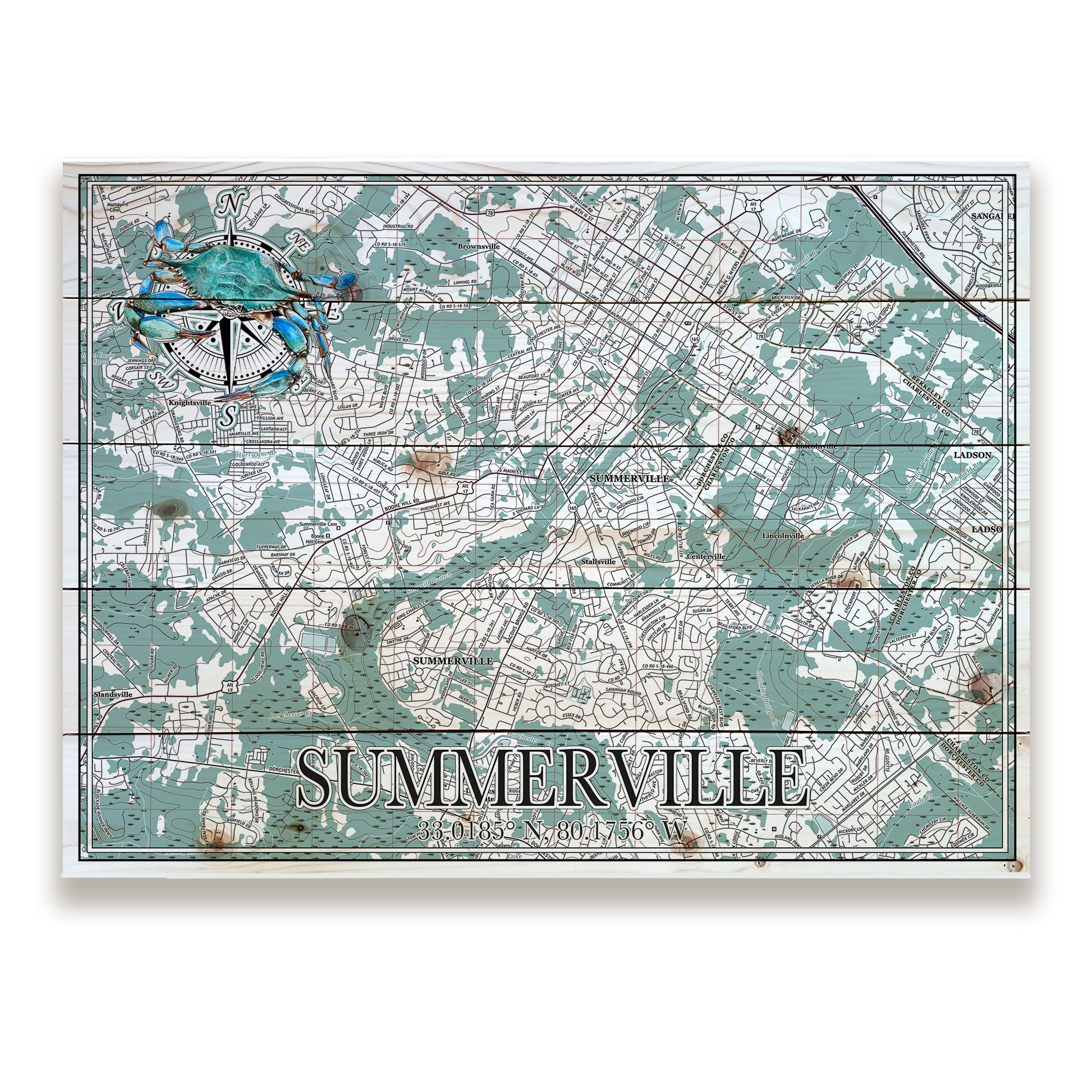 Summerville, SC - Blue Crab Pallet Map