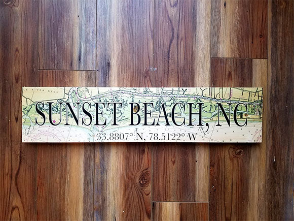 Sunset Beach, NC Coordinate Sign