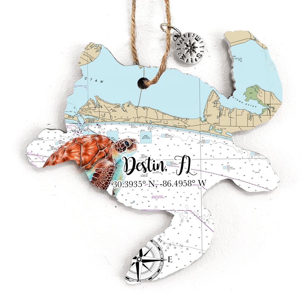 Destin, FL  Sea Turtle Map Ornament
