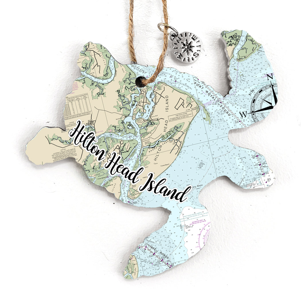 Hilton Head Island, SC  Sea Turtle Map Ornament
