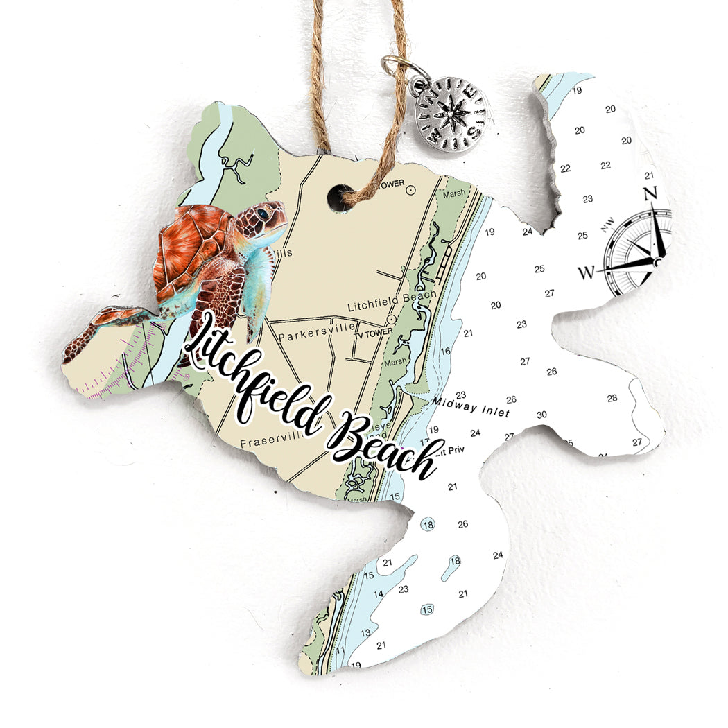 Litchfield Beach, SC  Sea Turtle Map Ornament