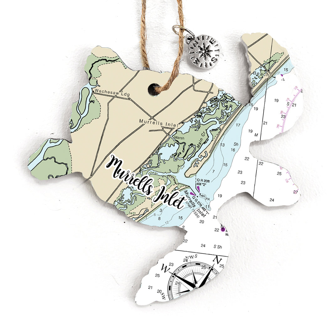 Murrells Inlet, SC   Sea Turtle Map Ornament