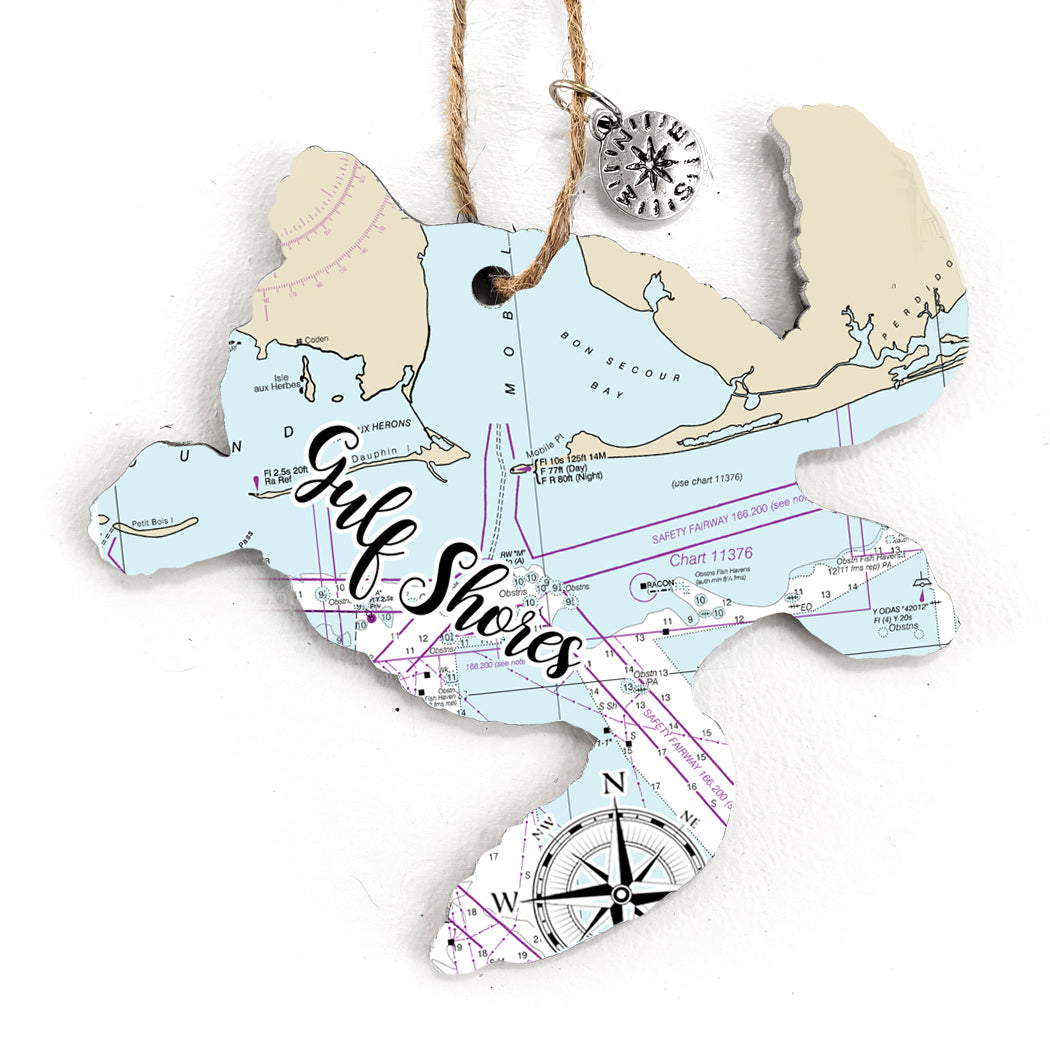 Gulf Shores, AL Sea Turtle Map Ornament