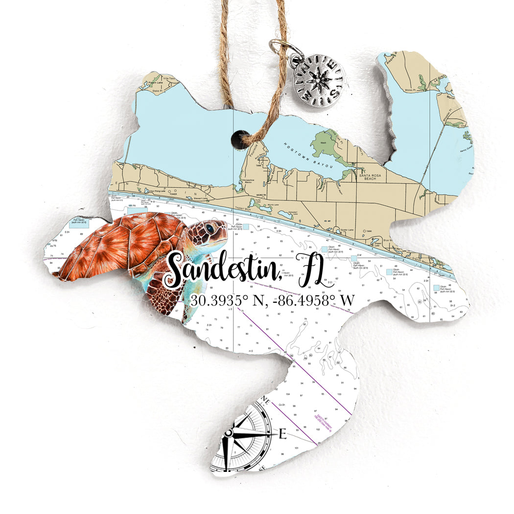 Sandestin, FL  Sea Turtle Map Ornament