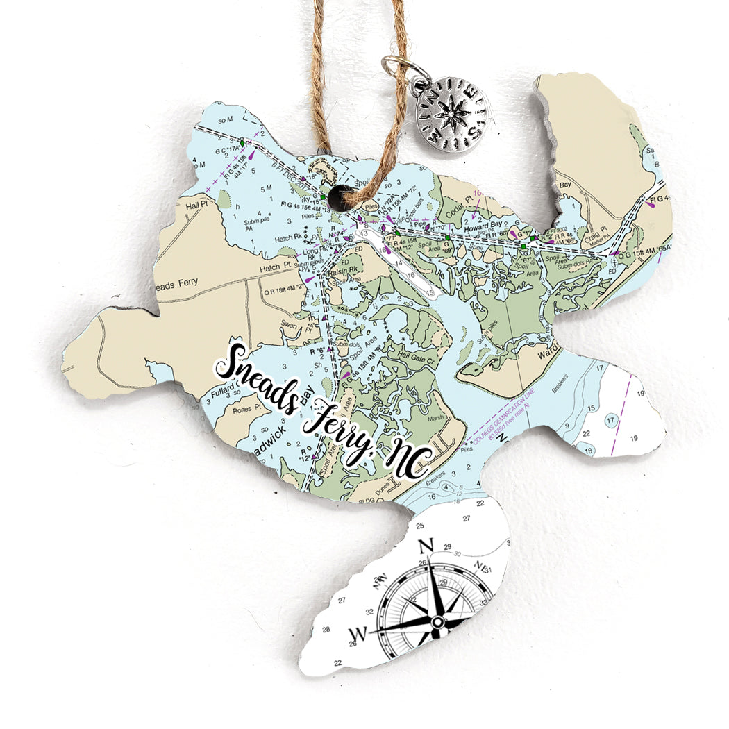 Sneads Ferry, NC  Sea Turtle Map Ornament