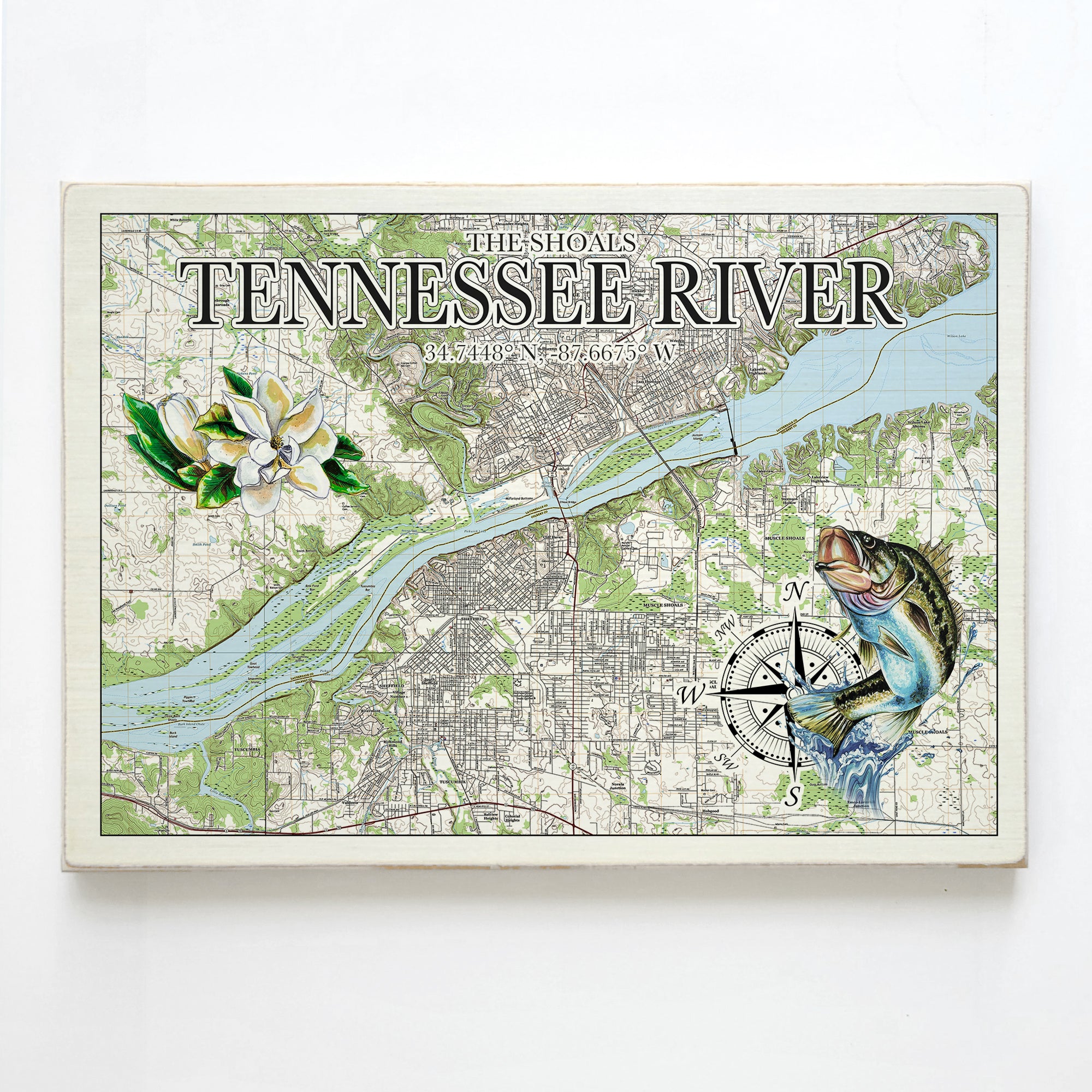 Tennessee River, TN  Magnolia Bass Plank Map