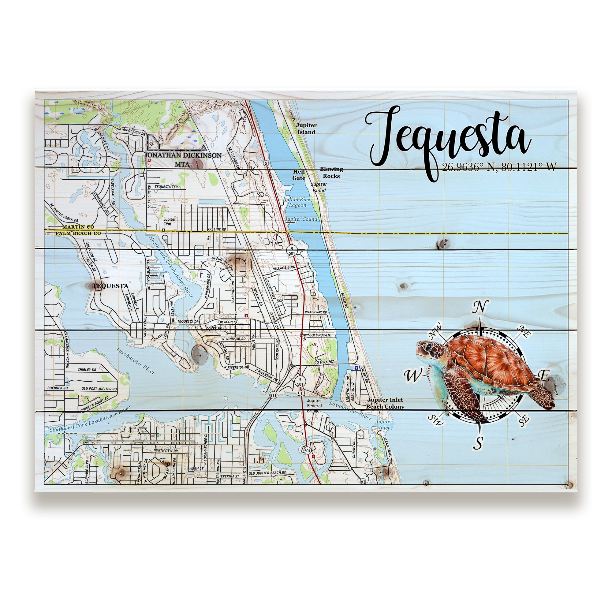 Tequesta,  FL -Sea Turtle Pallet Map