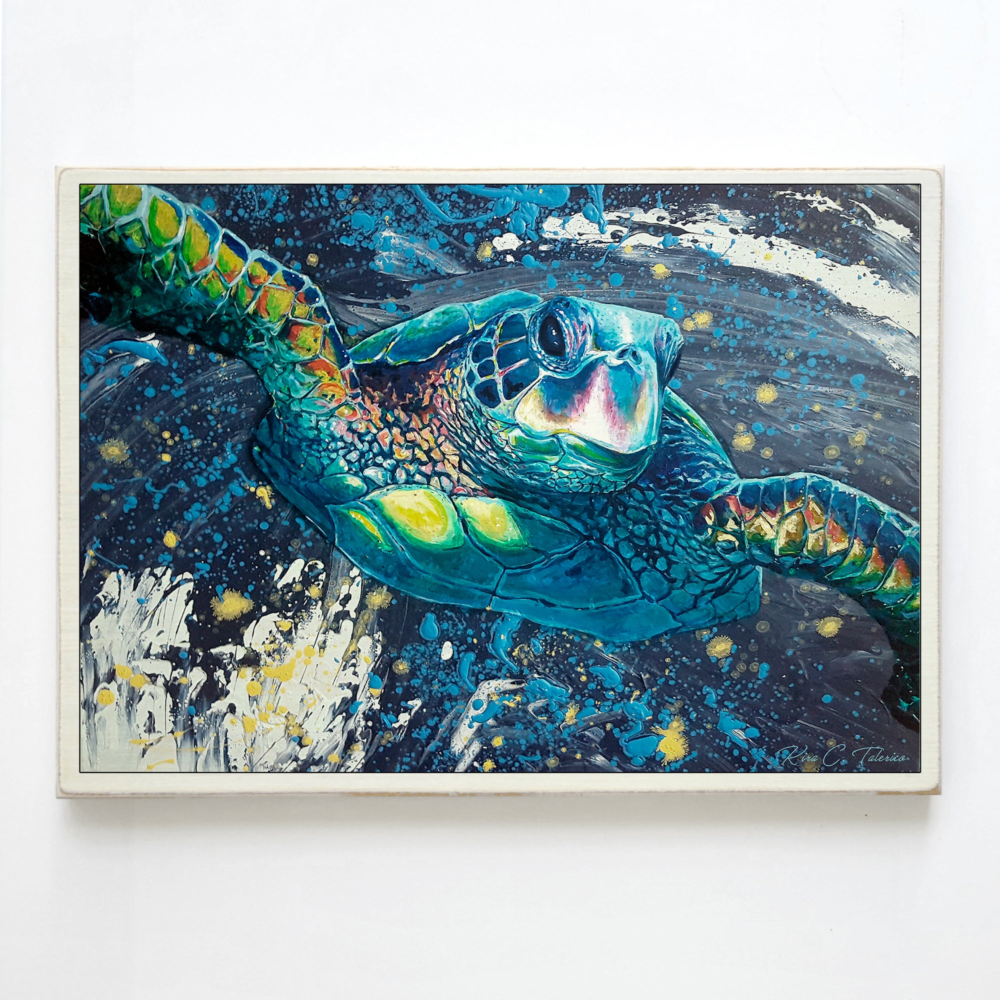 Colorful Sea Turtle 11x16" Sea Turtle Plank