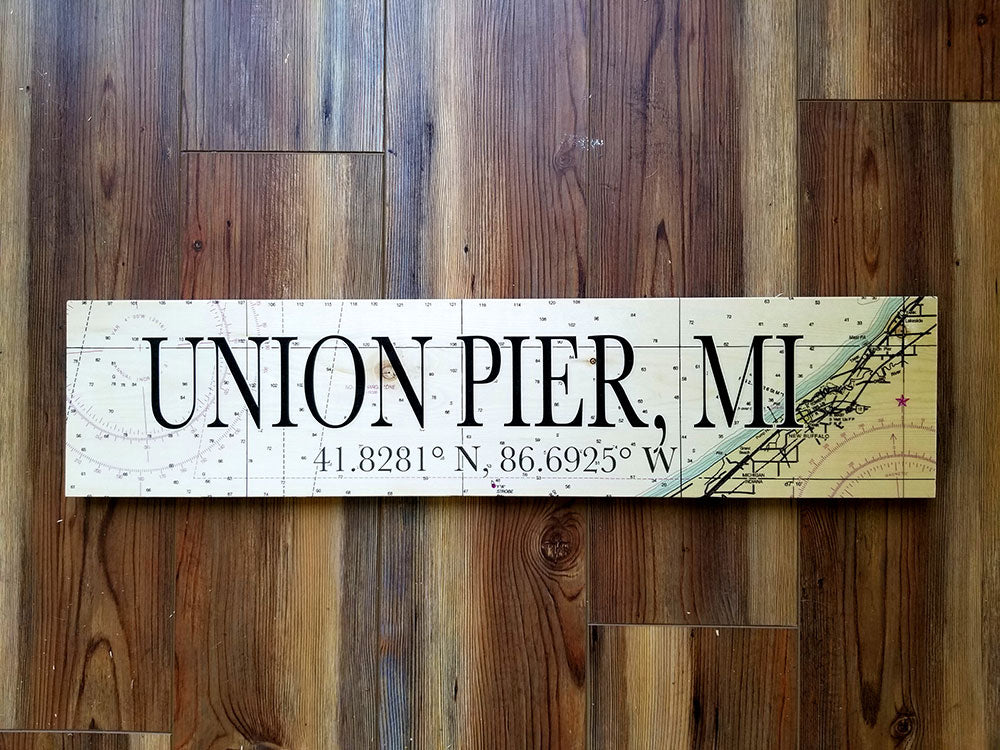 Union Pier, MI Coordinate Sign