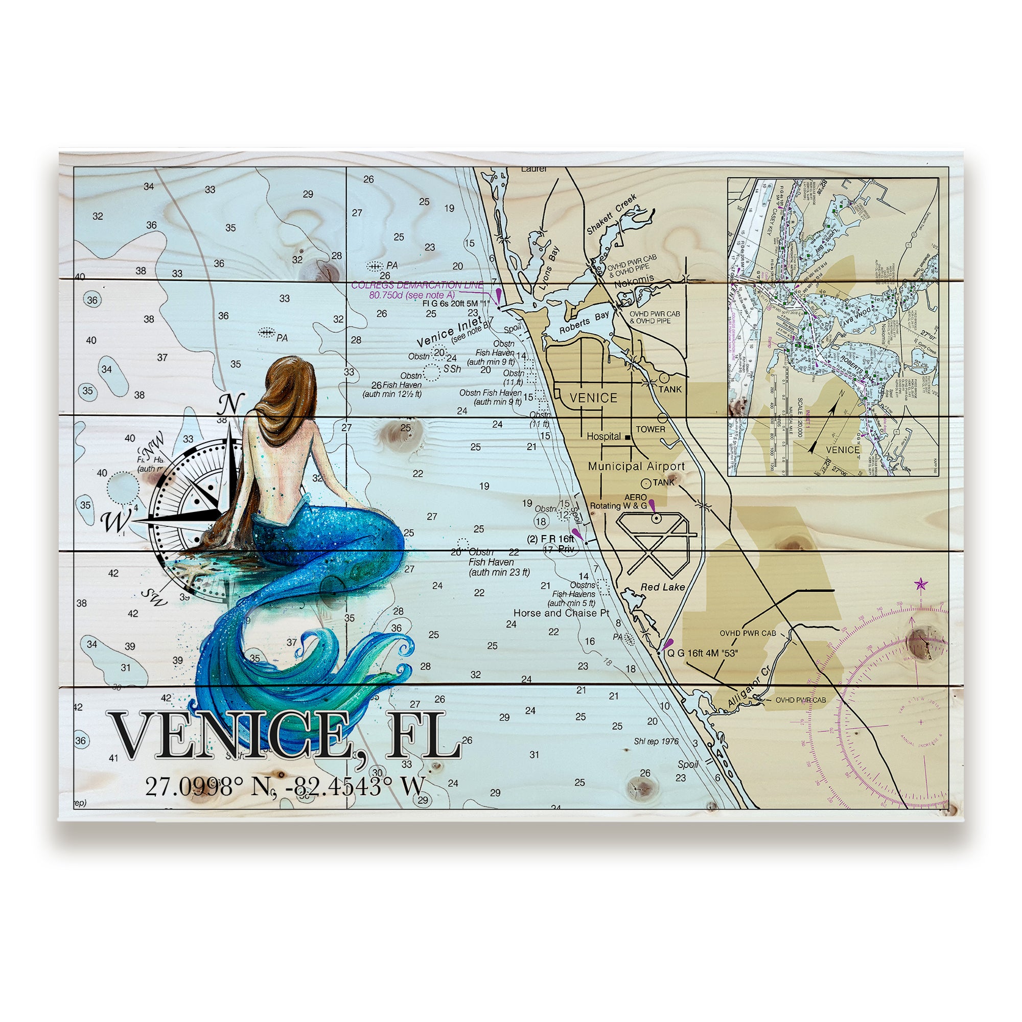 Venice,  FL- Mermaid Pallet Map