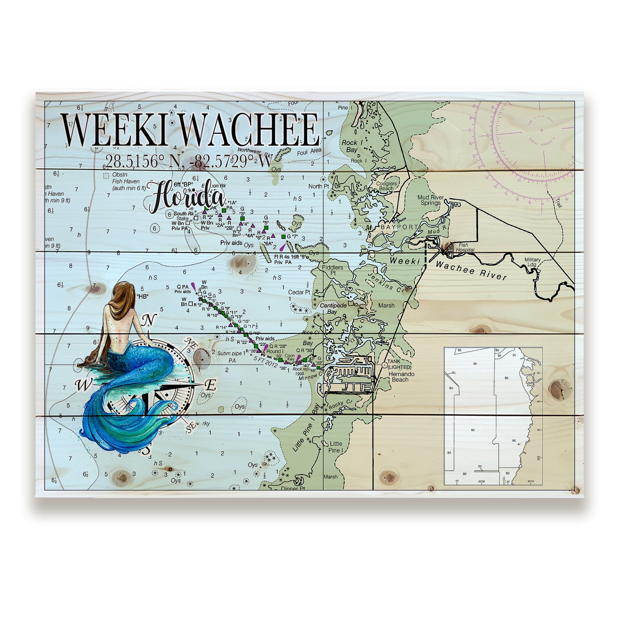 Weeki Wachee, FL -Mermaid Pallet Map