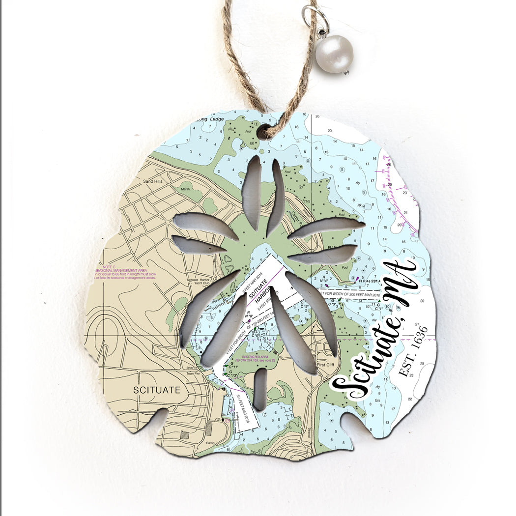 Scituate, MA Sand Dollar Map Ornaments