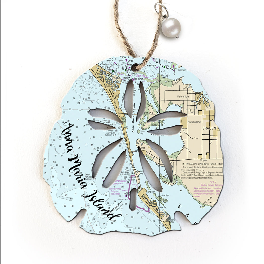 Anna Maria Island, FL Sand Dollar Map Ornament