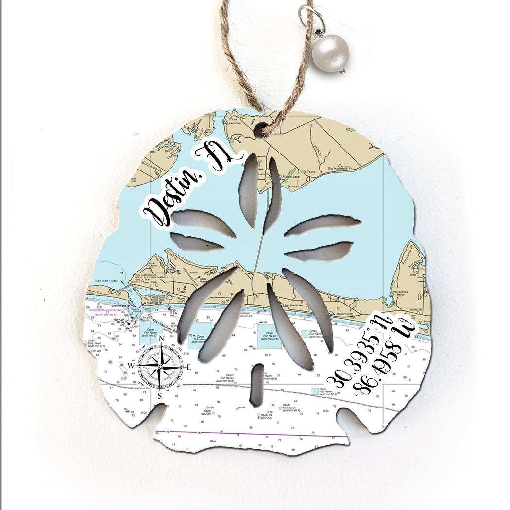 Destin, FL  Sand Dollar  Map Ornament