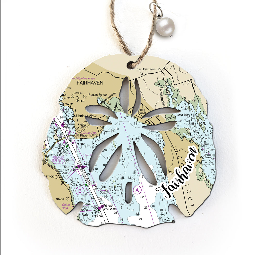 Fairhaven, MA  Sand Dollar Map Ornament