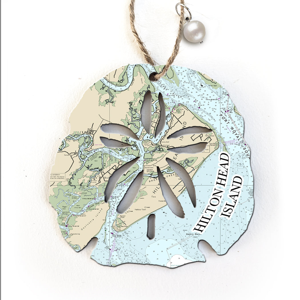Hilton Head Island, SC Sand Dollar Map Ornament