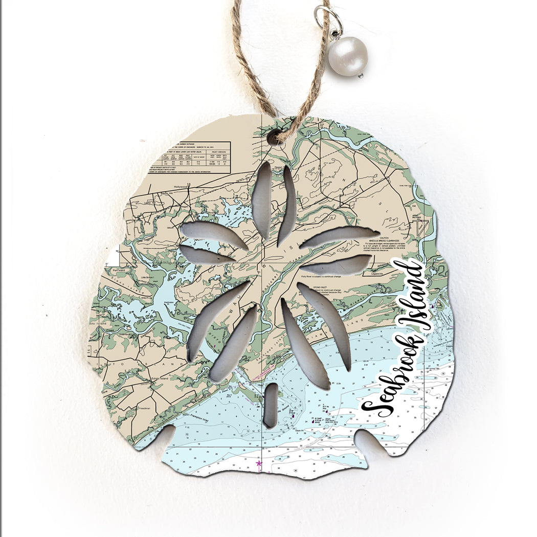 Seabrook Island, SC Sand Dollar Map Ornament